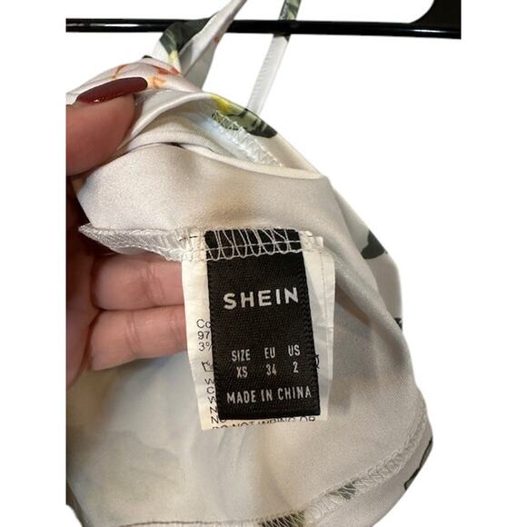 SHEIN white Multi Color Floral Cropped Stretch Tank Top Women Sz XS - Picture 5 of 6